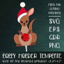 Kangaroo | Christmas Lollipop Holder | Paper Craft Template SVG