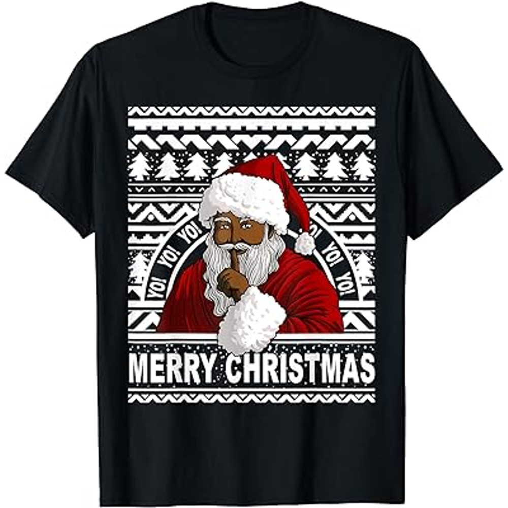 Black African American Santa Gift Merry Christmas T-Shirt.jpg