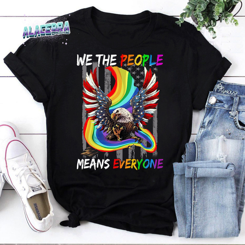 LGBT Eagle American Flag We The People Means Everyone Vintage T-Shirt, Pride Month Shirt, Love LGBT Shirt, Love Pride Month Shirt.jpg
