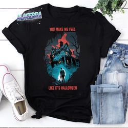 you make me feel like its halloween haunted house vintage t-shirt, halloween shirt, haunted halloween shirt, spooky seas
