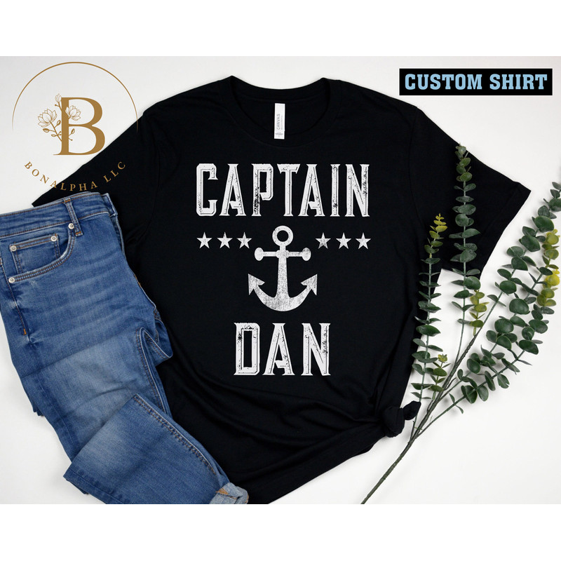 Vintage Captain Personalized Name Boating T-Shirt, Custom Name Boating Shirt, Funny Nautical Shirt, Captain Gift, Boat Shirt for Men.jpg