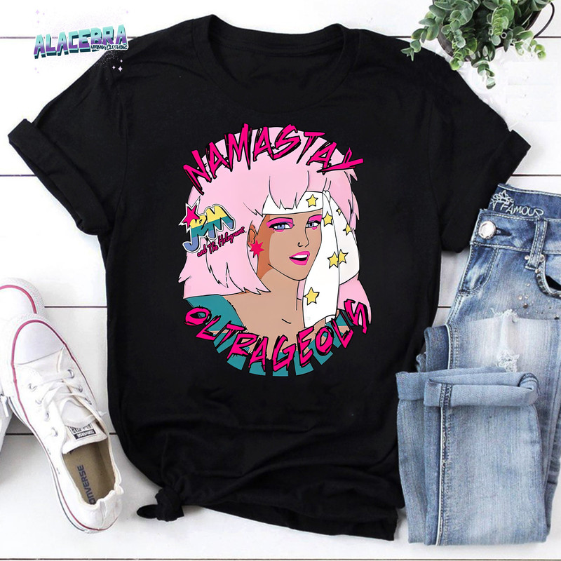 Jem And The Holograms Yoga Outrageous Namastay In Bed 80s Party Mask Unisex Vintage T-Shirt, Jem 1985 Shirt, For Jem 1985 Movie Shirt.jpg