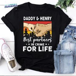 personalized daddy grandpa and kid best partners in crime gift for dad shirt fathers day graphic vintage t-shirt, father