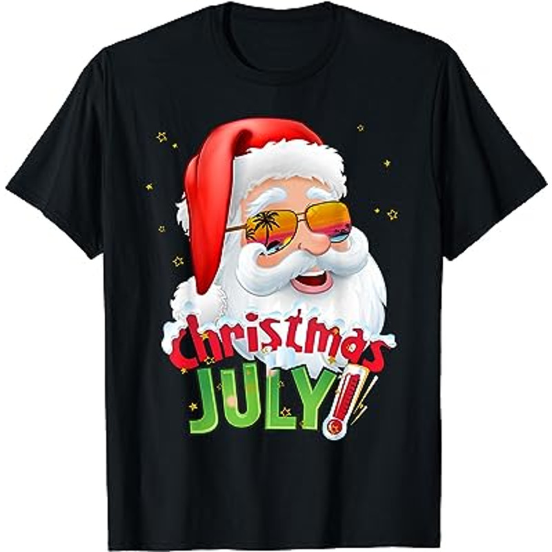 Funny Christmas in July Shirt Summer Santa Sunglasses Xmas T-Shirt.jpg