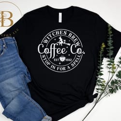 witches brew coffee & co t-shirt, witchy halloween t-shirt, funny halloween witch shirt, funny coffee co tee, women hall