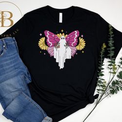 butterfly boo halloween t-shirt, ghost boo shirt, halloween floral ghost shirt, halloween party shirt, trick or treat sh