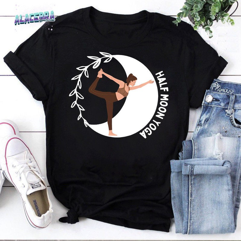 Half Moon Yoga Pose Woman Art Vintage T-Shirt, Fitness Shirt, Yoga Fitness Shirt, Body Building Shirt, For Yoga Lover Gift, Yoga Pose Shirt.jpg