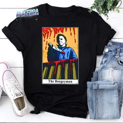 michael myers halloween tarot card boogeyman horror movie unisex vintage t-shirt, michael myers shirt, serial killer shi