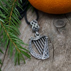 Celtic harp necklace, Sterling silver, Made to Order