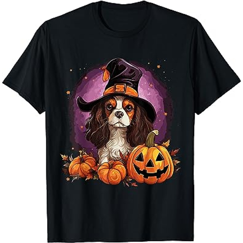 Witch Cavalier King Jack O Lantern Pumpkin Happy Halloween T-Shirt.jpg