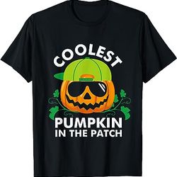 coolest pumpkin in the patch kids boys men pumpkin halloween t-shirt