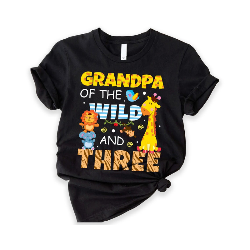 Grandpa Of The Wild and Three Safari Jungle Zoo Birthday Shirt, 3rd Birthday Boy Shirt, Custom Birthday, Family Matching.jpg