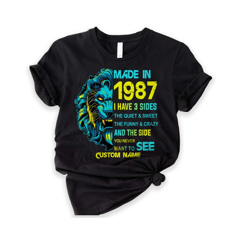 Lion 1987 Shirt, I Have 3 sides 36th Birthday, 36th Birthday Gift, 36th Birthday Party, 36th Birthday Shirt, 1987 T-Shirt.jpg