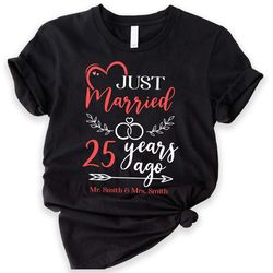 25th anniversary shirt, just married t-shirt, personalised husband and wife couples honeymoon tshirt, finally matching w