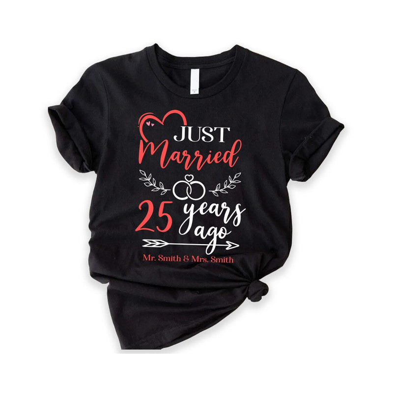 25th Anniversary Shirt, Just Married T-Shirt, Personalised Husband and Wife Couples Honeymoon Tshirt, Finally Matching Wedding Tee.jpg