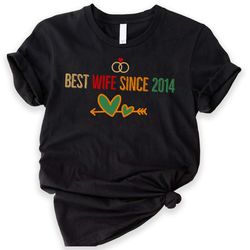 9th wedding anniversary gift for wife, best wife since 2014 shirt, 9 year wedding anniversary tee for her, married for 9