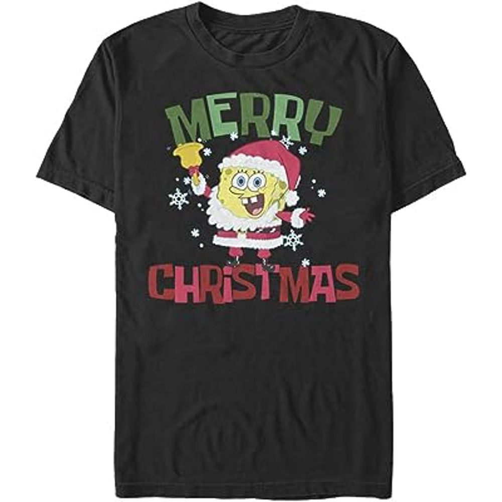Big & Tall Squarepants Merry Christmas Santa Spongebob Men's Tops Short Sleeve.jpg