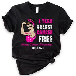 breast cancerversary 1 year free customizable shirt, custom breast cancer-free gift, breast cancer warrior, survivor ann