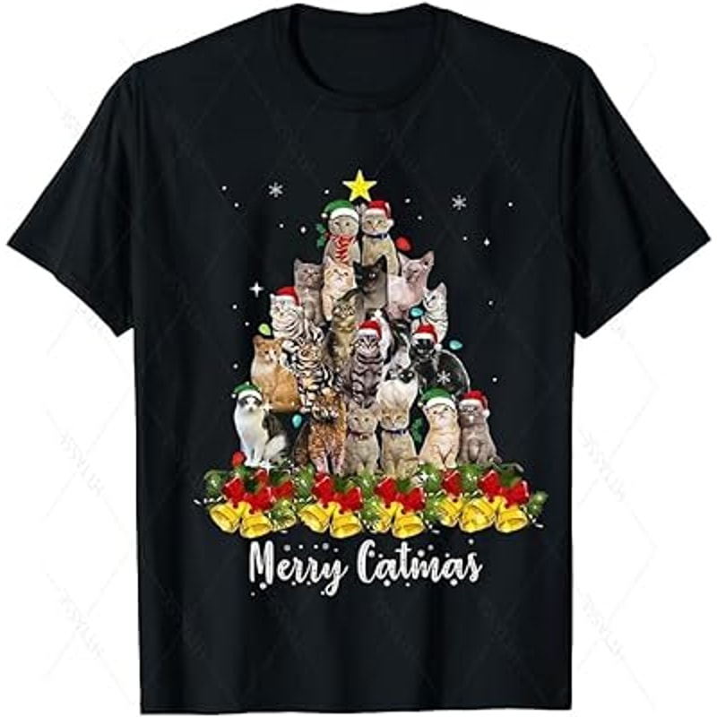 Merry Catmas T Shirt Merry for Men, Gift for Women, Gift for Christmas Day Black.jpg