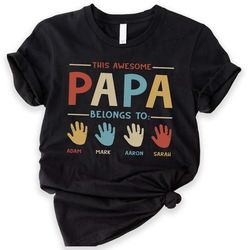 custom dad t-shirt, personalized papa shirt, custom kids names tshirt, father's day gift, dad gift shirt with kids names