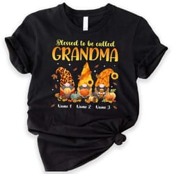 custom gnomes grandma little pumpkin shirt, custom nickname grandma nana mimi shirt for autumn fall, grandma shirt with