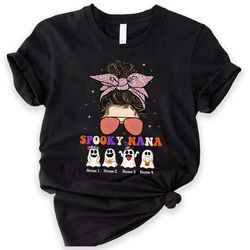 personalized halloween grandma shirt, spooky nana leopard shirt, halloween gift for grandma nana mimi, spooky grandma sh