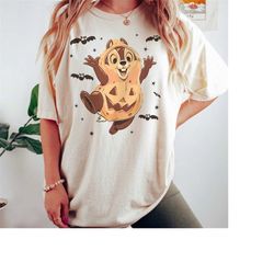 chip and dale halloween comfort colors shirt, disney shirt, disney halloween chip & dale shirts, pumpkin shirt, hallowee