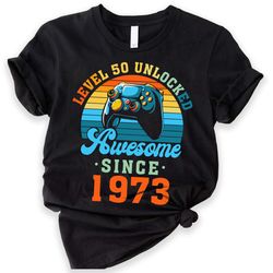 50th birthday shirt, level 50 unlocked, 50th birthday gift, 50 years old, video game gifts, gaming, gamer birthday party