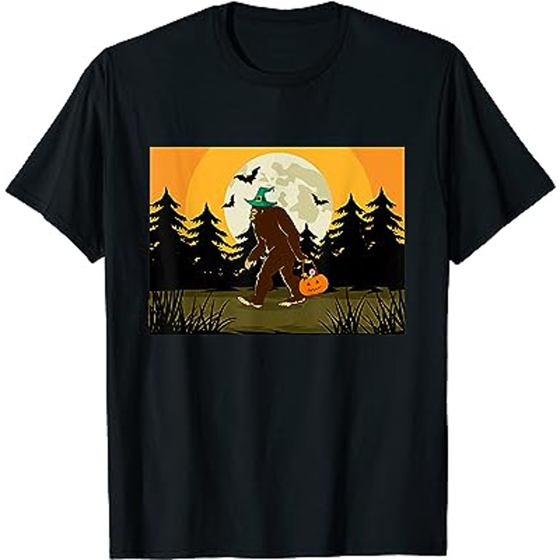 Sasquatch Trick or Treating Funny Halloween Bigfoot T-Shirt.jpg