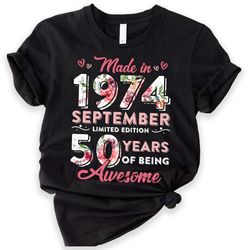 50th birthday shirt, floral t shirt, vintage 1973 shirt, 50th birthday gift for women, 50th birthday shirt men, retro sh