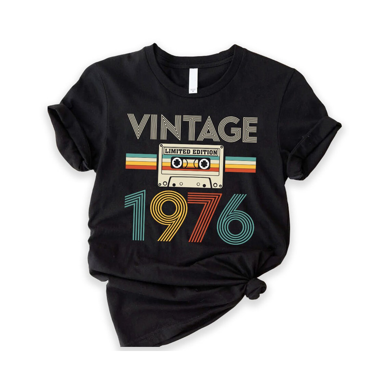 48th Birthday Shirt, Vintage 1976 Limited Edition Cassette T-Shirt, 1976 Birthday Shirt, 50th Birthday Gift For Women, 50th Birthday Men Tee.jpg