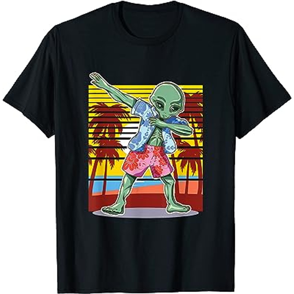 Dabbing Alien Hawaiian T Shirt, Halloween Hawaii Beach Surf.jpg