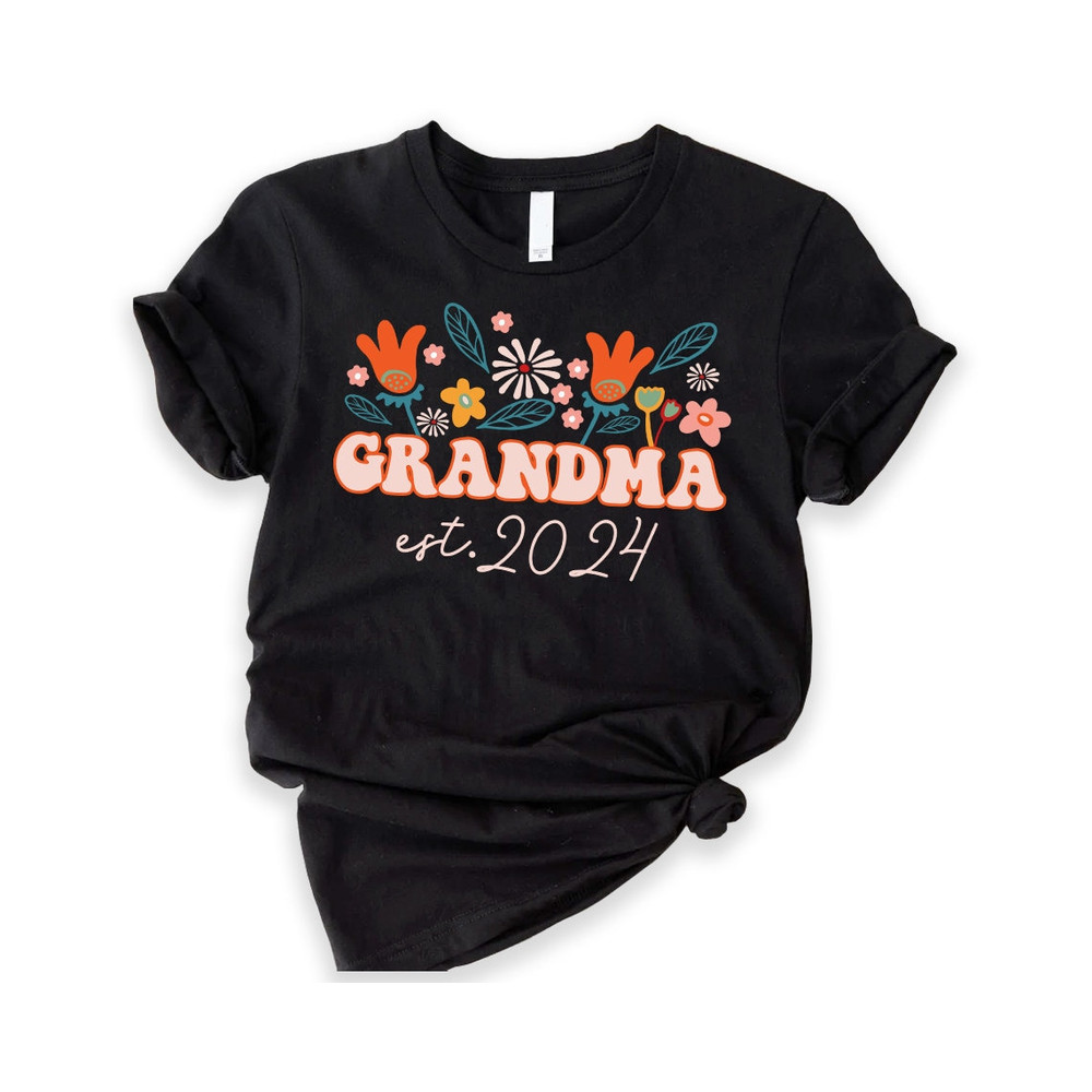 Grandma Shirt,Personalized Grandma Wildflowers Shirt,Grandma Est 2023,Pregnancy Announcement,Custom Nana Shirt,Mothers Day Gift,Grandma Gift.jpg