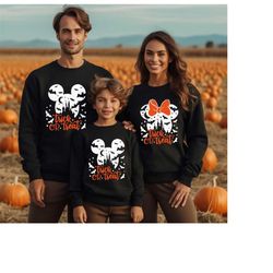 trick or treat squad sweatshirt, disney halloween family shirt, trick or treat tee, kids halloween shirt, minnie hallowe