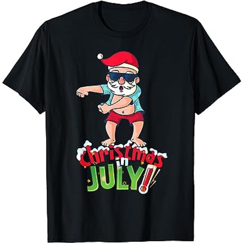 Funny Christmas in July Shirt Summer Dabbing Santa Xmas T-Shirt.jpg