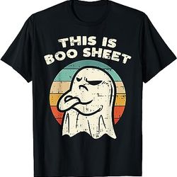 this is boo sheet ghost retro halloween costume men women t-shirt