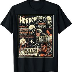 vintage horrorfest movie poster terror old time halloween t-shirt