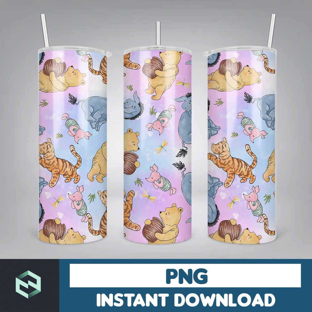 Winnie the Pooh Tumbler Wrap, Cartoon Tumbler Wrap, Winnie the Pooh Sublimation Designs, Winnie The Pooh Cartoon (5).jpg