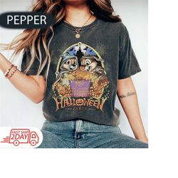 vintage chip and dale disney halloween party comfort colors shirt, chip and dale halloween shirt, disney halloween shirt