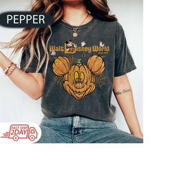 vintage walt disney world halloween comfort colors shirt, mickey halloween pumpkin shirt, disneyworld halloween shirt, h