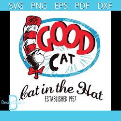 Good Cat Bat In The Hat Svg, Dr Seuss Svg, The Cat In The Hat Svg, Cat Svg, Hat Svg, Good Cat Svg, Dr. Seuss Svg, Thing
