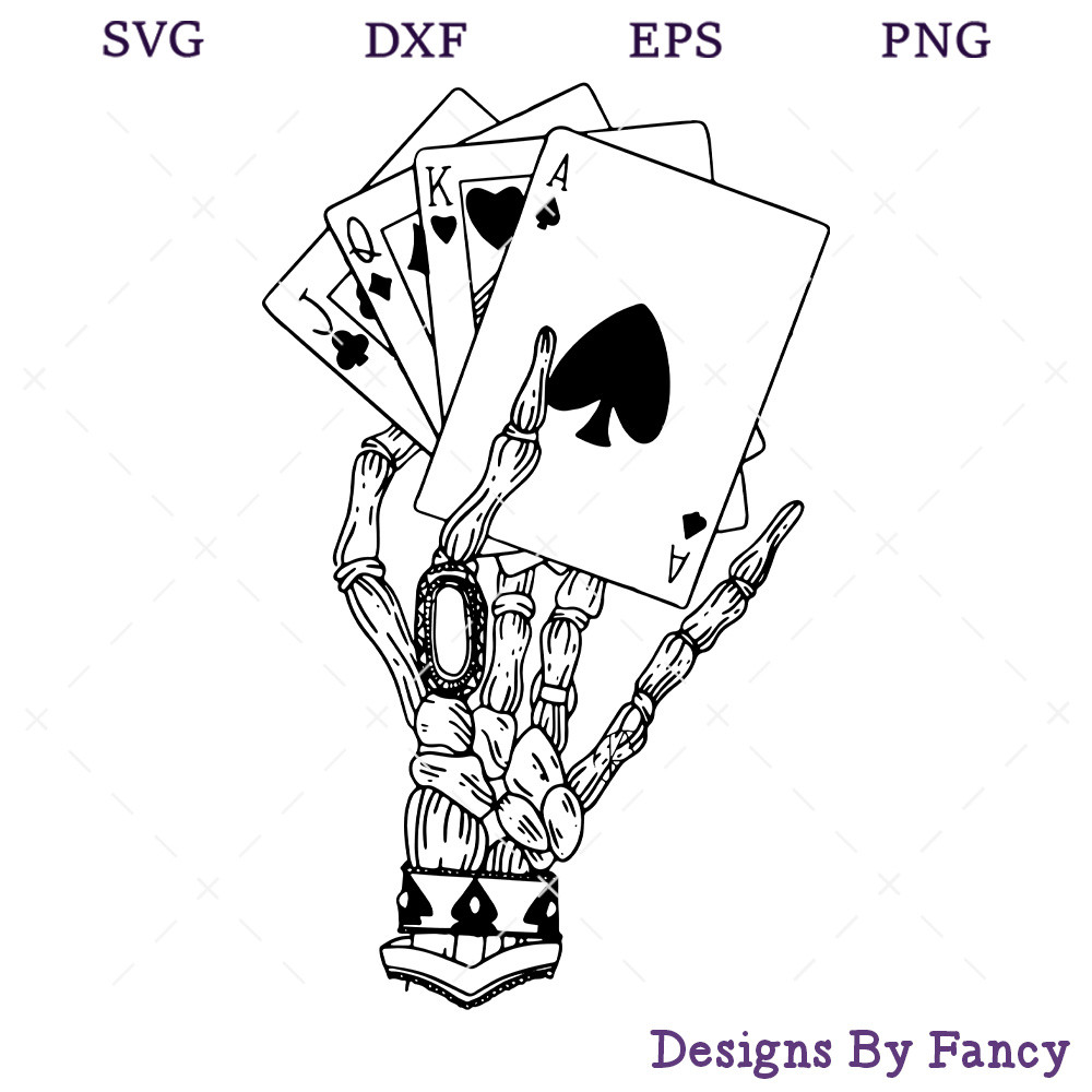 Skeleton Hand With Cards SVG, Skeleton SVG, Poker SVG.jpg