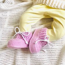 Booties merino wool  light lilac color for baby girl moccasins warm sneakers 3-6 months shoes babies socks