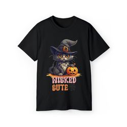 Spooky Cute Black Cat Halloween Autumn Pumpkin T-Shirt