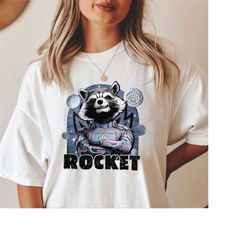 retro rocket raccoon shirt, marvel guardians of the galaxy 3, 89p13 rocket raccoon shirt, rocket and friends, marvel fan