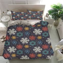snowflake seamless patterns bedding sets, snowflake bedding sets, bedroom decor, home bedding sets luxury, bedding trend