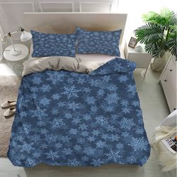 snowflake seamless patterns bedding sets, snowflake bedding sets, bedroom decor, home bedding sets luxury, bedding trend