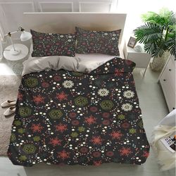 snowflake seamless patterns bedding sets, snowflake bedding sets, bedroom decor, home bedding sets luxury, bedding trend