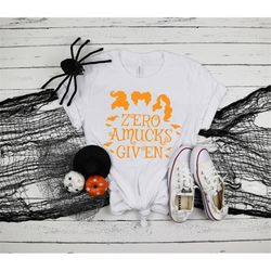 zero amucks given, funny halloween shirts, witch shirt, hocus pocus shirt, basic witch shirt, happy halloween shirt