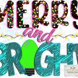 merry and bright - christmas light bulbs - fluorescent bright colors - christmas - sublimation - png image- digital imag